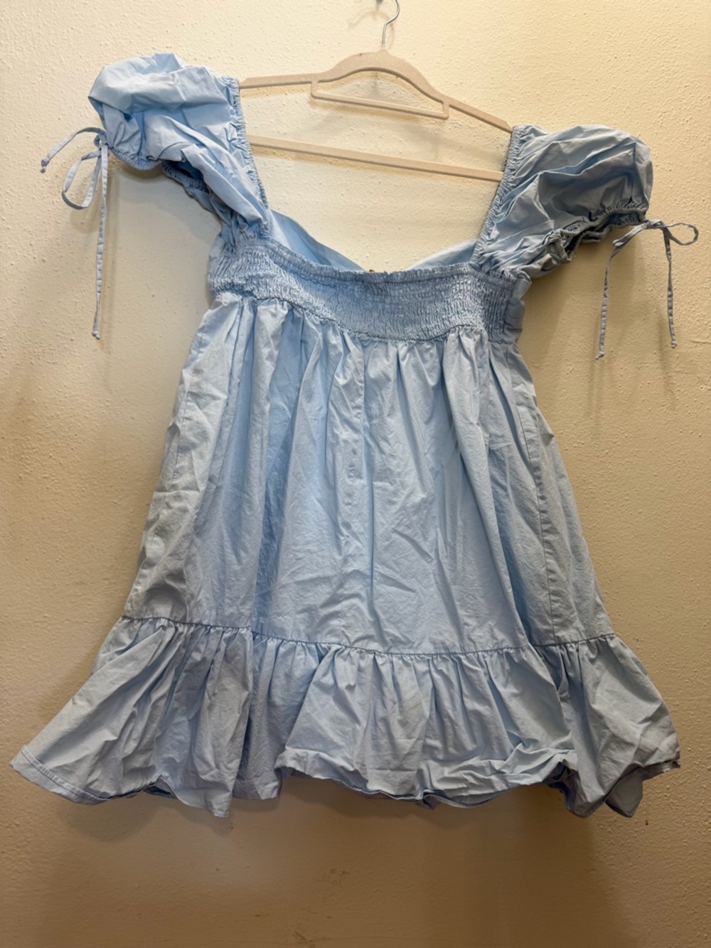 Olivaceous Baby Blue Puff Sleeve Babydoll Dress Size Large - Picture 6 of 14